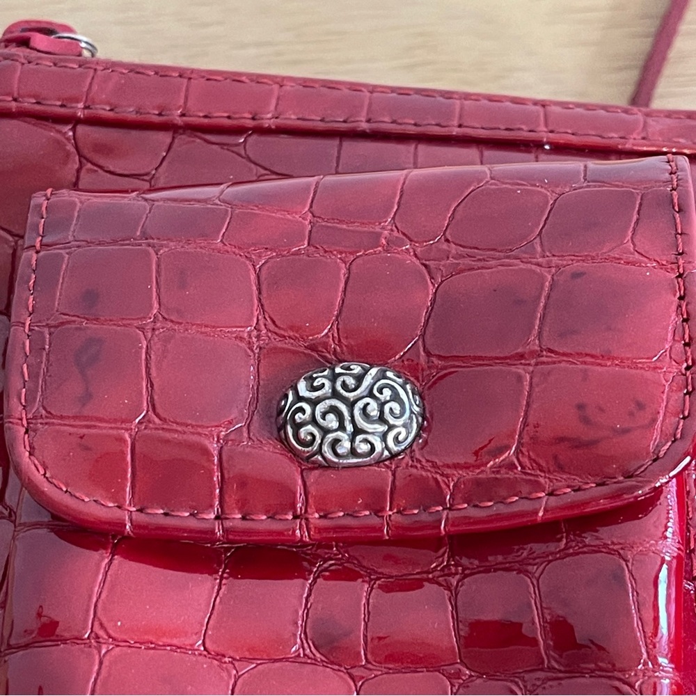 Brighton Red Faux Leather Crocodile Handbag Crossbody - Picture 11 of 14